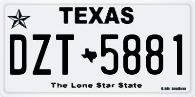 TX license plate DZT5881