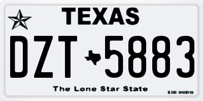 TX license plate DZT5883