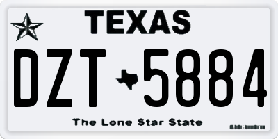 TX license plate DZT5884