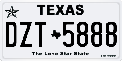 TX license plate DZT5888