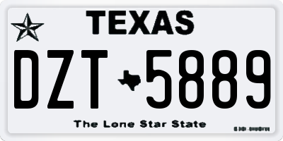 TX license plate DZT5889
