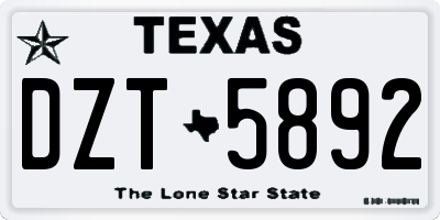 TX license plate DZT5892