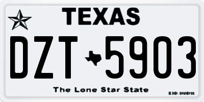 TX license plate DZT5903