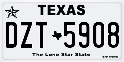 TX license plate DZT5908