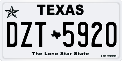 TX license plate DZT5920