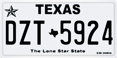 TX license plate DZT5924