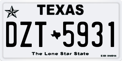 TX license plate DZT5931