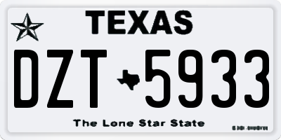 TX license plate DZT5933