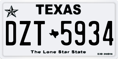 TX license plate DZT5934
