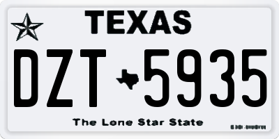 TX license plate DZT5935