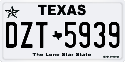 TX license plate DZT5939