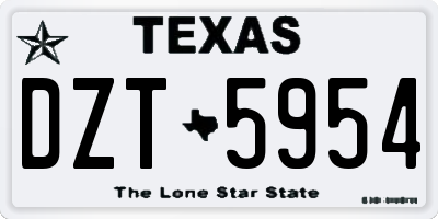 TX license plate DZT5954
