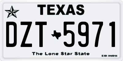 TX license plate DZT5971