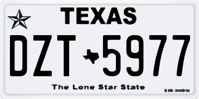 TX license plate DZT5977