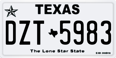 TX license plate DZT5983