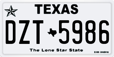 TX license plate DZT5986