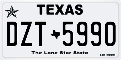 TX license plate DZT5990