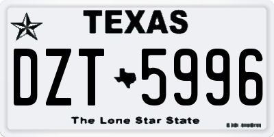 TX license plate DZT5996