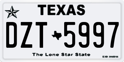 TX license plate DZT5997