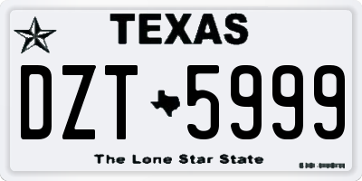 TX license plate DZT5999