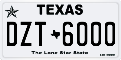 TX license plate DZT6000