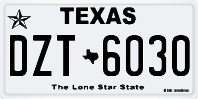 TX license plate DZT6030