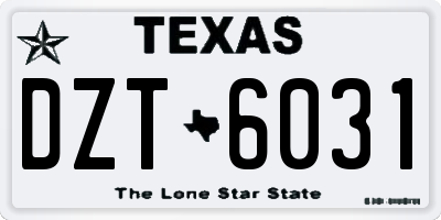 TX license plate DZT6031