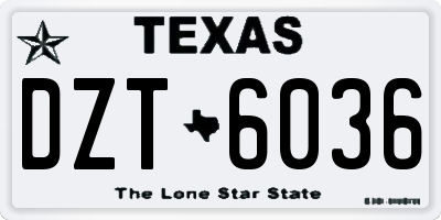 TX license plate DZT6036