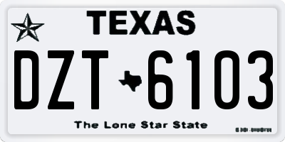 TX license plate DZT6103