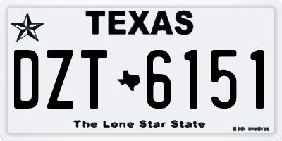 TX license plate DZT6151