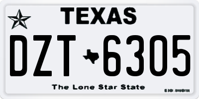 TX license plate DZT6305