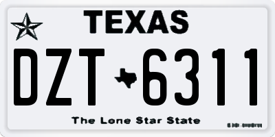 TX license plate DZT6311