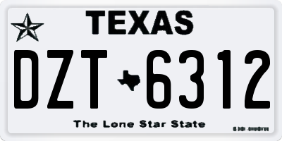 TX license plate DZT6312