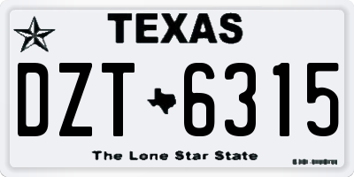 TX license plate DZT6315