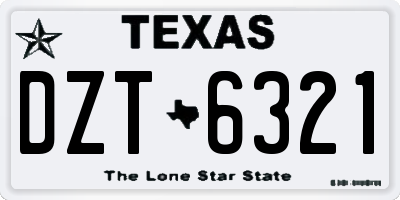TX license plate DZT6321