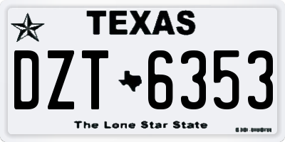 TX license plate DZT6353