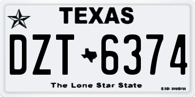 TX license plate DZT6374