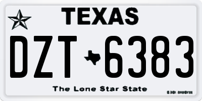 TX license plate DZT6383