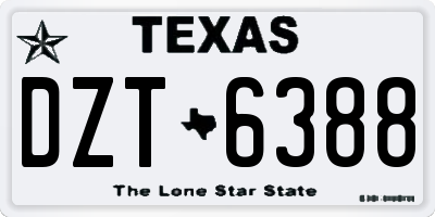 TX license plate DZT6388