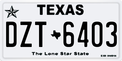 TX license plate DZT6403