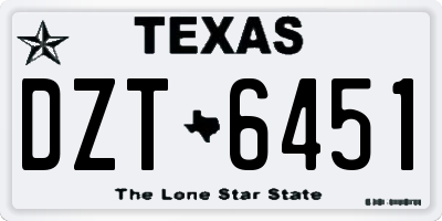 TX license plate DZT6451