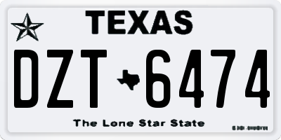 TX license plate DZT6474