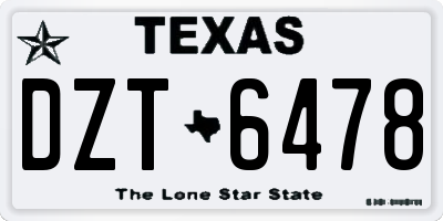 TX license plate DZT6478