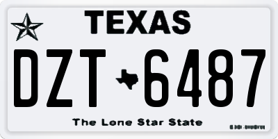 TX license plate DZT6487