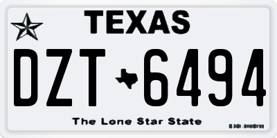 TX license plate DZT6494