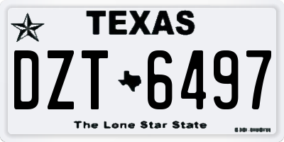 TX license plate DZT6497