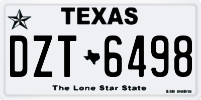 TX license plate DZT6498