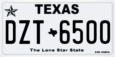 TX license plate DZT6500