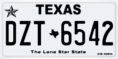 TX license plate DZT6542