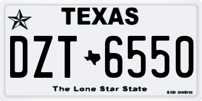 TX license plate DZT6550
